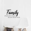 Vinyl Wall Art Decal - Family Where Life Begins & Love Never Ends - 12" x 23" - Inspirational Household Decoration Living Room Bedroom Indoor Outdoor Sticker Wall Decals for Home Decor 3