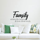 Vinyl Wall Art Decal - Family Where Life Begins & Love Never Ends - 12" x 23" - Inspirational Household Decoration Living Room Bedroom Indoor Outdoor Sticker Wall Decals for Home Decor 2