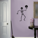 Vinyl Wall Art Decal - Happy Skeleton - 34" x 23" - Fun Spooky Halloween Seasonal Decoration Sticker - Kids Teens Adults Indoor Outdoor Wall Door Window Living Room Office Decor (34" x 23"; Black) 2