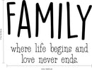Vinyl Wall Art Decal - Family Where Life Begins & Love Never Ends - 17" x 23" - Inspirational Family Love Quotes Decoration Living Room Bedroom Indoor Outdoor Sticker for Home Decor 4