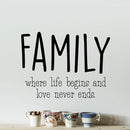 Vinyl Wall Art Decal - Family Where Life Begins & Love Never Ends - 17" x 23" - Inspirational Family Love Quotes Decoration Living Room Bedroom Indoor Outdoor Sticker for Home Decor 2