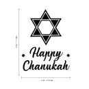 Vinyl Wall Art Decal - Happy Chanukah - 28" x 22" - Star of David Jewish Holiday Decoration Sticker - Indoor Outdoor Home Office Wall Door Window Bedroom Workplace Decor Decals (28" x 22"; Black) 1