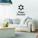 Vinyl Wall Art Decal - Happy Chanukah - 28" x 22" - Star of David Jewish Holiday Decoration Sticker - Indoor Outdoor Home Office Wall Door Window Bedroom Workplace Decor Decals (28" x 22"; Black) 3