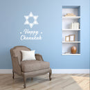 Vinyl Wall Art Decal - Happy Chanukah - Star Of David Jewish Holiday Decoration Sticker - Indoor Outdoor Home Office Wall Door Window Bedroom Office Decor Decals 3
