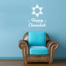 Vinyl Wall Art Decal - Happy Chanukah - 28" x 22" - Star of David Jewish Holiday Decoration Sticker - Indoor Outdoor Home Office Wall Door Window Bedroom Workplace Decor Decals (28" x 22"; Blue) 3