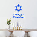 Vinyl Wall Art Decal - Happy Chanukah - 28" x 22" - Star of David Jewish Holiday Decoration Sticker - Indoor Outdoor Home Office Wall Door Window Bedroom Workplace Decor Decals (28" x 22"; White) 2