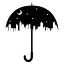 Vinyl Wall Art Decal - City Skyline Umbrella - 25" x 22" - Unique Modern Night Sky Stars Indoor Outdoor Home Apartment Living Room Bedroom Nursery Playroom Dorm Room Decor 1