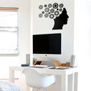 Vinyl Wall Art Decal - Gear Brain - Modern Engineer Mechanical Cogwheel Figure Shapes For Home Living Room Apartment Closet Bedroom Work Dorm Room Office Decoration 3