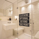 Vinyl Wall Art Decal - Clothing Optional Beyond This Point - 30" x 28" - Trendy Funny Bathroom Quote For Home Apartment Bedroom Bathtub Shower Dorm Room Kids Room Indoor Decoration 2