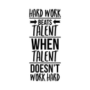 Vinyl Wall Art Decal - Hard Work Beats Talent When Talent Doesn't Work Hard - 38" x 17" - Motivational Quote For Home Bedroom Living Room Work Office School Classroom Decoration Sticker 1