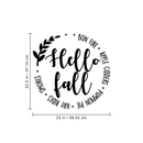 Vinyl Wall Art Decal - Hello Fall - 22.5" x 23" - Modern Autumn Seasonal Quote For Home Living Room Coffee Shop Store Office Workplace School Decoration Sticker 1