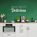 Vinyl Wall Art Decal - Enjoy life It's Delicious - 10" x 25" - Optimistic Cute Inspirational Delightful Quote Sticker For Kitchen Dining Room Coffee Shop Restaurant Bakery Office Kitchenette Decor 2