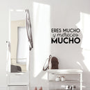 Vinyl Wall Art Decal - Eres Mucho Y Mereces Mucho / You Are A Lot And You Deserve A Lot - Trendy Cute Motivating Spanish Quote Sticker For Bedroom Closet School Office Decor 2