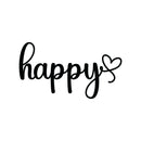 Vinyl Wall Art Decal - Happy - Trendy Cute Inspirational Charming Good Vibes Quote Sticker For Bedroom Closet Bathroom Kids Room Playroom Nursery Daycare School Decor 1