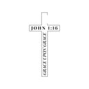 Vinyl Wall Art Decal - Grace Upon Grace - John 1:16 - 21" x 10" - Modern Lovely Spiritual Bible Verse Cross Design Sticker For Home Bedroom Closet Family Room Church Religious Center Decor 1