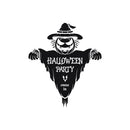 Vinyl Wall Art Decal - Halloween Party Come In - From 20" x 23" - Seasonal Welcome Sign Horror Scarecrow Shape Quote Sticker For Entryway Storefront Office Living Room Scary Spooky Decor 1