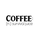 Vinyl Wall Art Decal - Coffee: Survival Juice - 9.5" x 25" - Trendy Funny Motivational Caffeine Lovers Quote Sticker For Home Kitchen Office Coffee Shop Restaurant Storefront Decor 1
