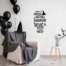 Vinyl Wall Art Decal - Home Of A Wicked Witch A Handsome Devil And Little Monsters - 22" x 37.5" - Seasonal Halloween Quote Sticker For Family Home Entryway Living Room Scary Spooky Decor 2