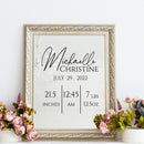 Vinyl Wall Art Decal - Custom New Born Baby Name - 20" x 18" - Modern Lovely Charming Baby's Presentation Names Date Inches Hour Weight Quote Sticker For Home Nursery Baby Room Decor 2