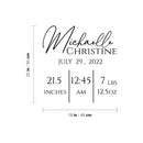 Vinyl Wall Art Decal - Custom New Born Baby Name - 20" x 18" - Modern Lovely Charming Baby's Presentation Names Date Inches Hour Weight Quote Sticker For Home Nursery Baby Room Decor 4