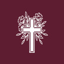 Vinyl Wall Art Decal - Cross With Flowers - 22" x 17" - Modern Inspirational Spiritual Figure Sticker For Home Office Church Living Room Bedroom Decor 1