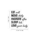 Vinyl Wall Art Decal - Eat Well Move Daily Hydrate Often - - Trendy Motivating Positive Healthy Quote Sticker For Office Yoga CrossFit Center Gym Fitness Lifestyle Decor 4