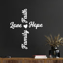 Vinyl Wall Art Decal - Family Love Hope Faith - 17" x 14" - Trendy Lovely Inspiring Positive Quote Sticker For Home Bedroom Family Room Playroom Kindergarten Classroom Coffee Shop Decor 2
