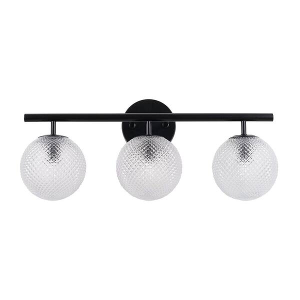 Hampton Bay 24212-000 Walsh 22" Lámpara de Tocador Negra 3 Luces con Pantallas Prismáticas | MiOfertas