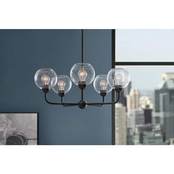 Home Decorators Collection 45095-HBO Lámpara de Araña Jill 5 Luces Negra con Vidrio Sembrado | MiOfertas