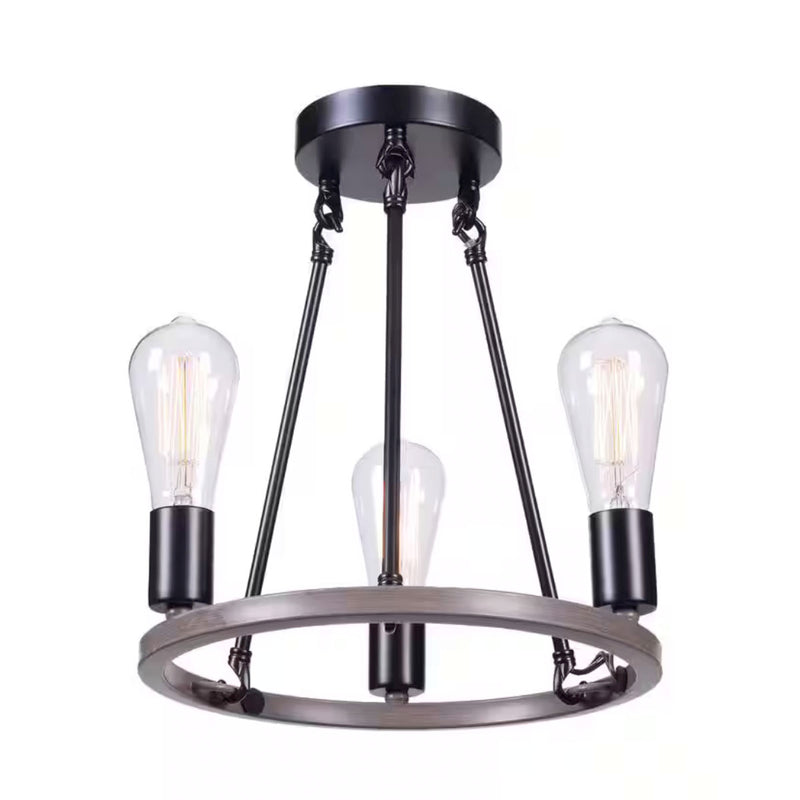 Hampton Bay HDP00007WDG Lámpara Colgante Stratton 3 Luces Negro/Madera