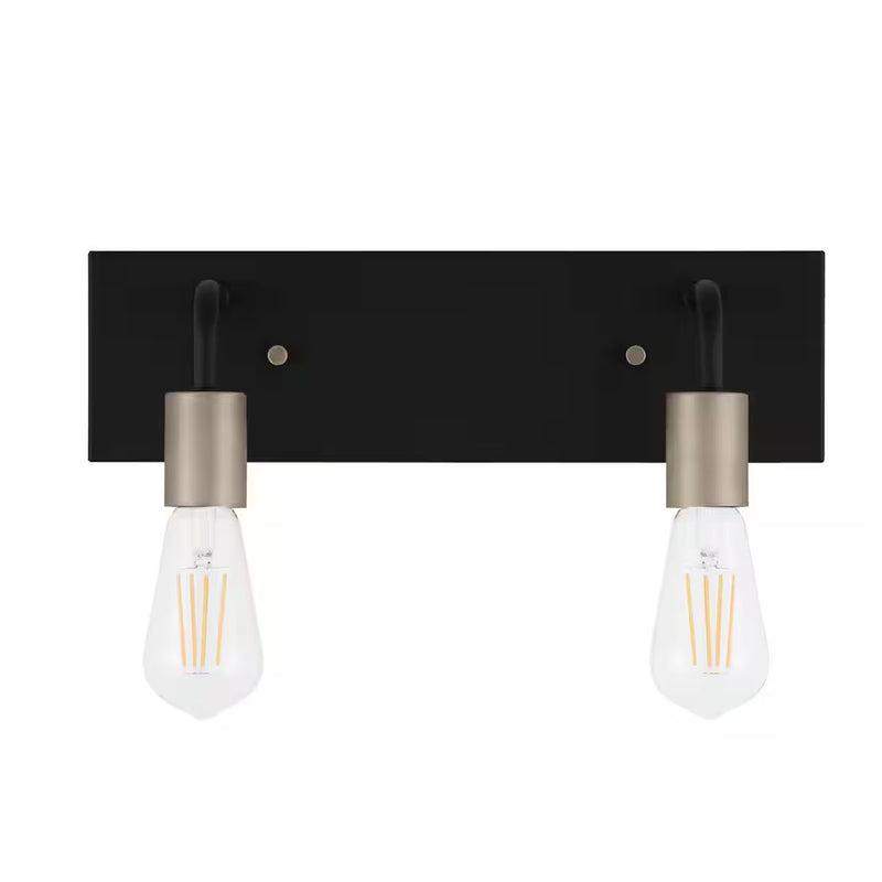 Northvale 14.5 in. 2-Light Matte Black Industrial Bathroom Vanity Light - 1006358099