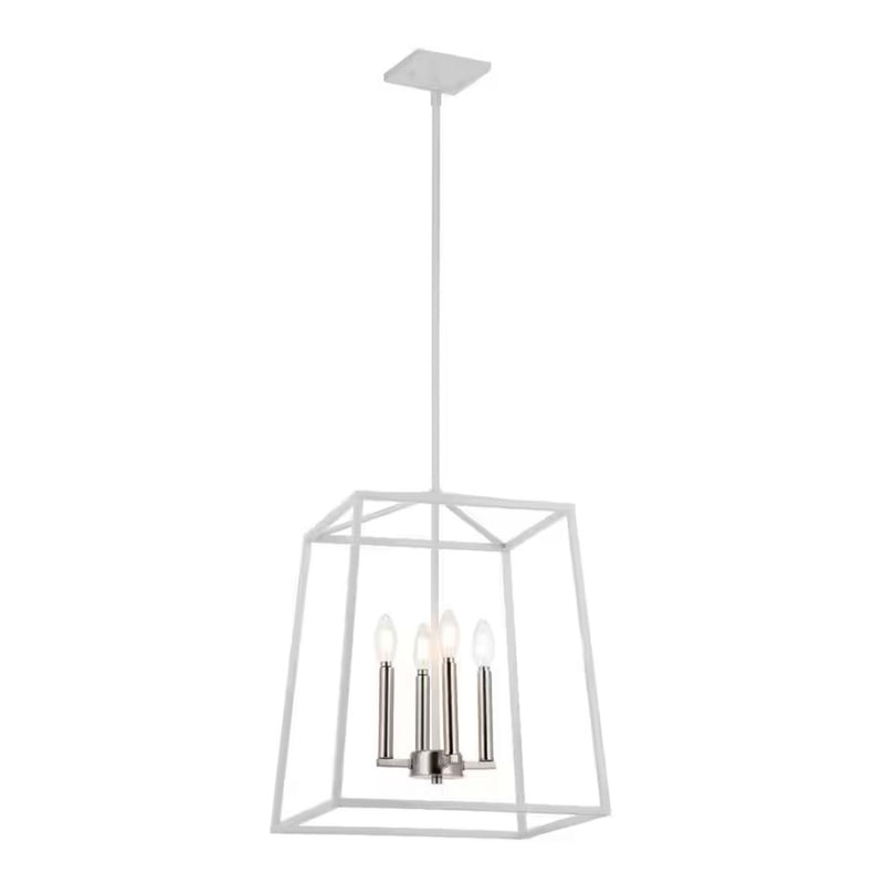 Home Decorators Collection KVV9904AX-01 16" Lámpara Colgante Jaula Blanca Mate 4 Luces | MiOfertas