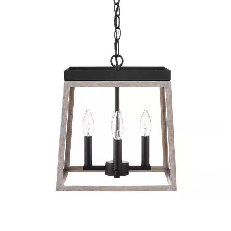 Hampton Bay HD-1905MP Lámpara Colgante Burkepoint 4 Luces Madera Envejecida | MiOfertas