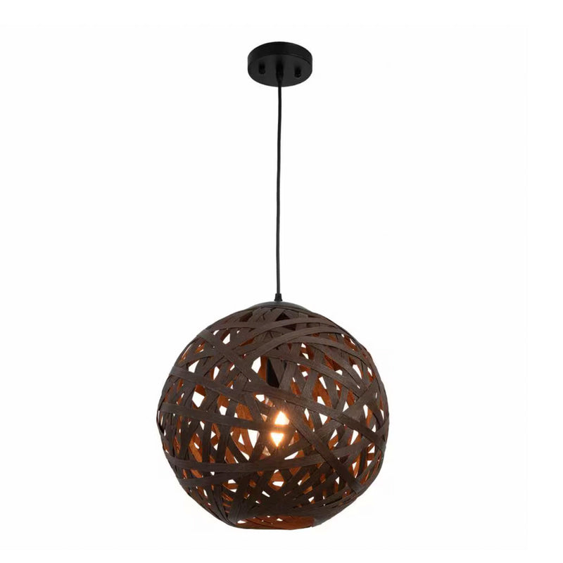 Hampton Bay HDP98961BRN 16" Lámpara Colgante/Candelabro Marrón con Pantalla de Papel | MiOfertas