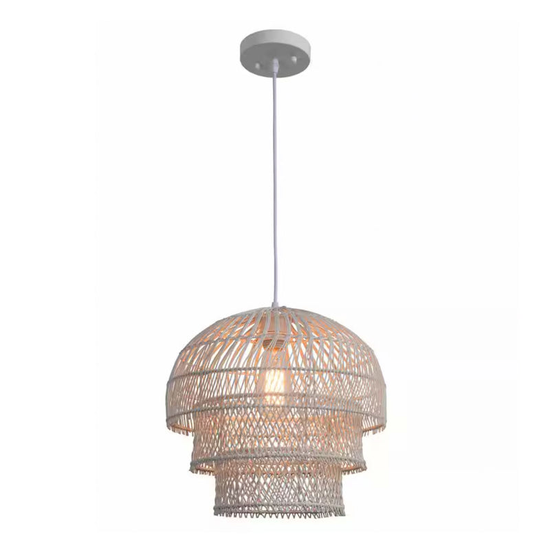 Hampton Bay HDP98947WH Lámpara Colgante Rattan Blanco Shawside 1 Luz | MiOfertas