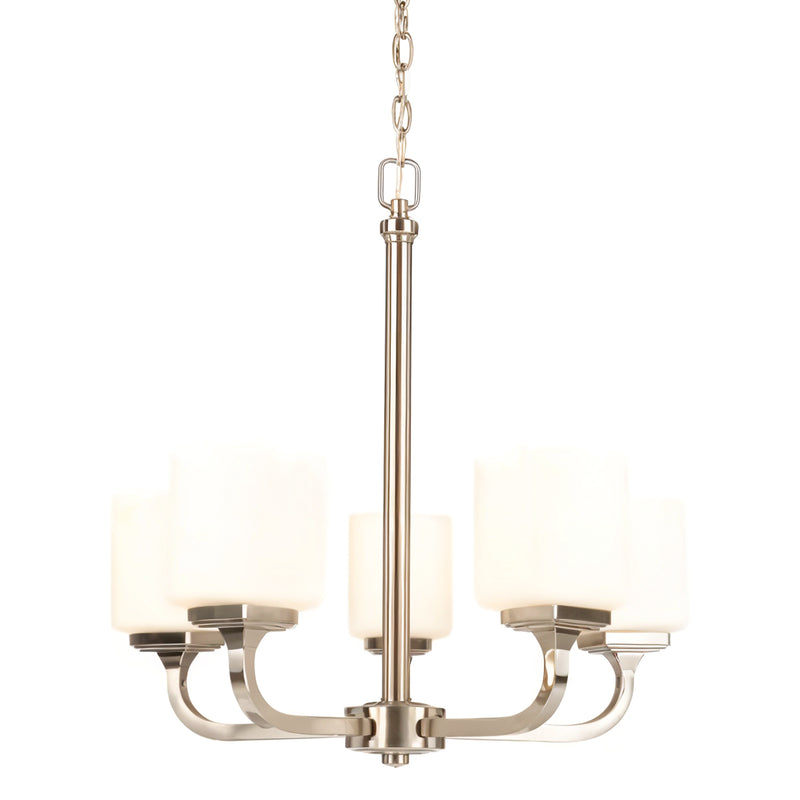 Hampton Bay IUQ8115A-2 Candelabro Níquel Cepillado 5 Luces con Pantallas de Vidrio Esmerilado | MiOfertas