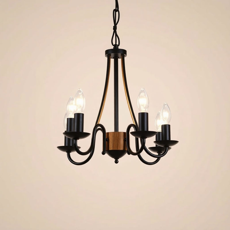 Home Decorators Collection HB3807-43 Lámpara Colgante Negra Mate 4 Luces con Madera Ébano — imagen 1