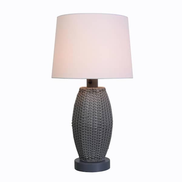 Chaleston 28 in. Gray Outdoor/Indoor Tapered Table Lamp- 1008380907 | HDP06540GRY | MiOfertas