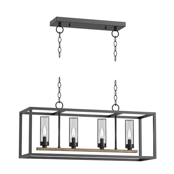 Hampton Bay KTC1704AX-02 Lámpara Colgante Exterior Collier 4 Luces Madera Gris | MiOfertas