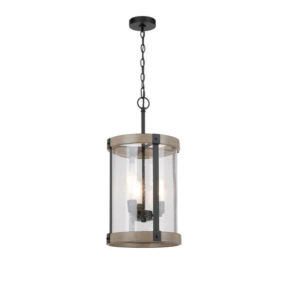 Hampton Bay KZH8903AX-01/GW Lámpara Colgante Exterior Collier 3 Luces Madera Negro/Gris | MiOfertas
