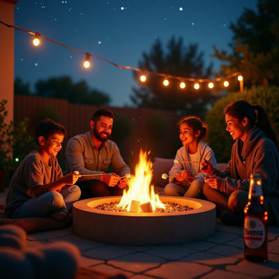 Anaheim 49 in. W 50000 Btu White Aluminum Propane Outdoor Fire Pit with Fire Glass — miofertas.com.mx