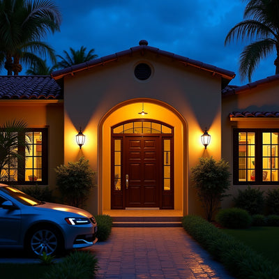 Home Decorators Collection HD0547D Lámpara Poste Exterior Negra Resistente — miofertas.com.mx