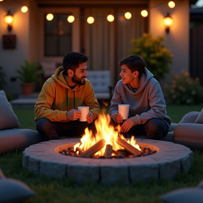 Anaheim 49 in. W 50000 Btu Tan Aluminum Propane Outdoor Fire Pit with Fire Glass — miofertas.com.mx