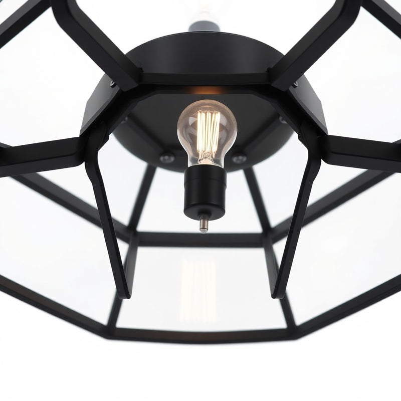 Hampton Bay HD7783A 26.25" Lámpara Semi-Empotrada Negra Mate 4 Luces con Pantallas de Vidrio Claro — imagen 1