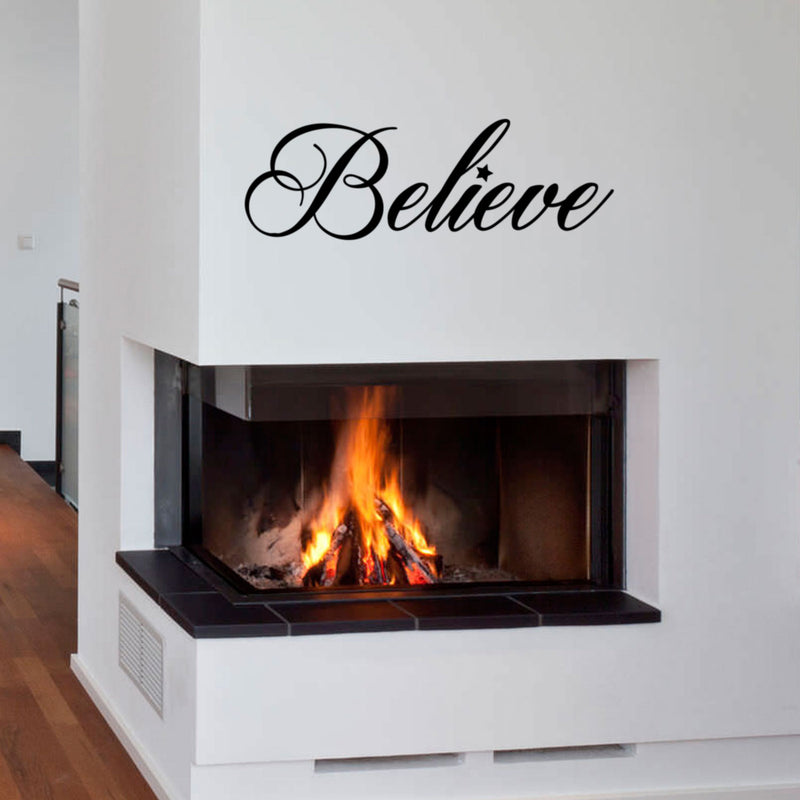 Chic Holiday Believe Vinyl Wall Art Decal - 12.ecoration Vinyl Sticker - Black 3