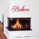 Chic Holiday Believe Vinyl Wall Art Decal - 12.5" x 35" Decoration Vinyl Sticker - Red 2