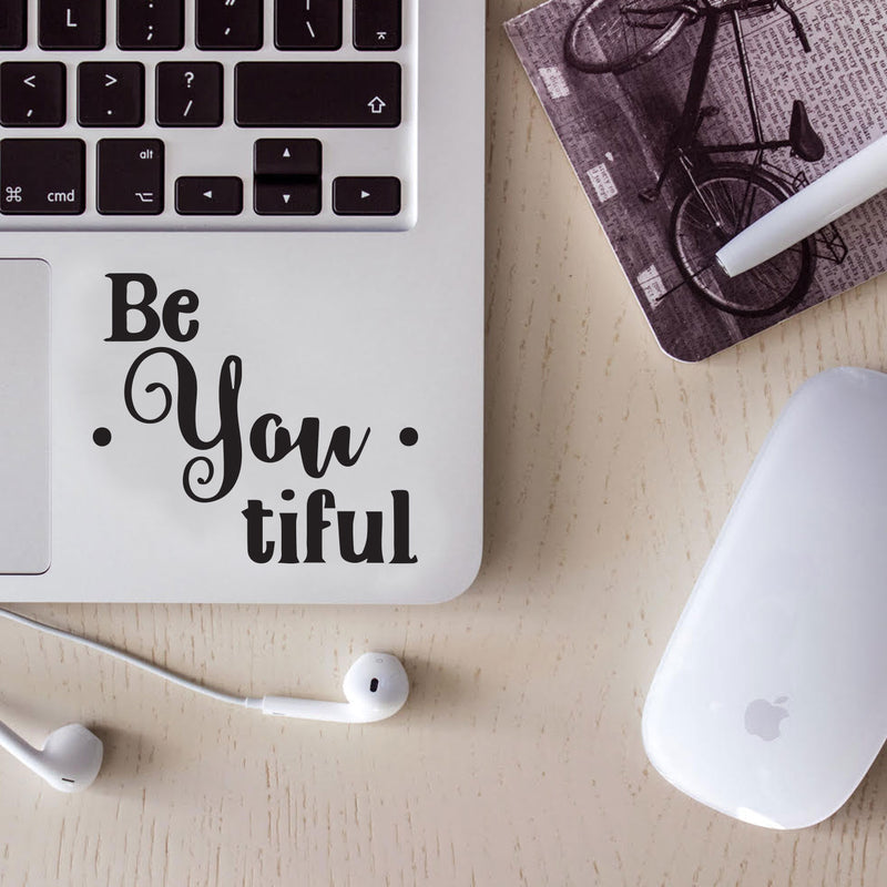 Motivational Be YOU Tiful Small Laptop and Tablet Vinyl Decal Sticker Art - 3" x 2.75" - Life Quotes Vinyl Decals - Removable Luggage Vinyl Stickers - Word Art Vinyls 2