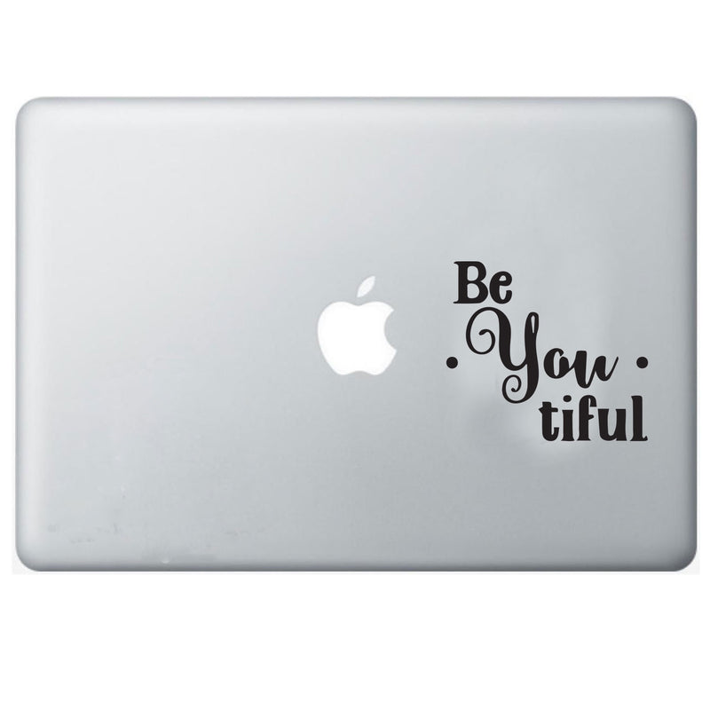Motivational Be YOU Tiful Small Laptop and Tablet Vinyl Decal Sticker Art - 3" x 2.75" - Life Quotes Vinyl Decals - Removable Luggage Vinyl Stickers - Word Art Vinyls 3