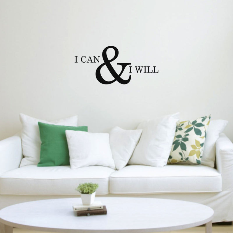 Motivational and Inspirational do it Yourself Art Decal/I can and I Will 11" x 23" Wall Decoration Vinyl Sticker-Black 2