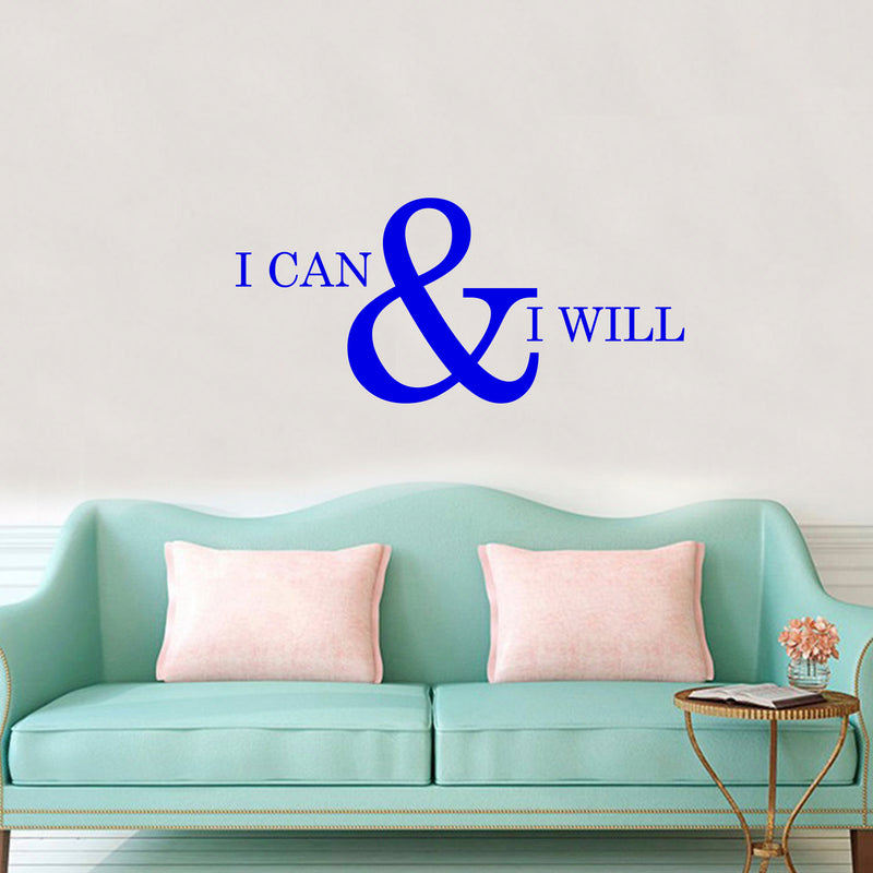 Motivational and Inspirational do it Yourself Art Decal/Large I can and I Will 11" x 23" Wall Decoration Vinyl Sticker (Blue) 2